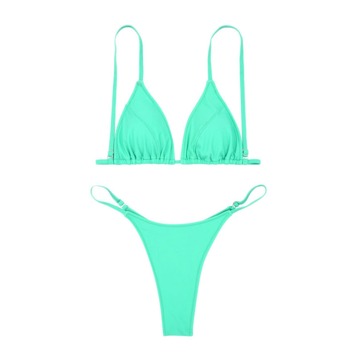 Dame triangel-bikini med ultra-høj benudskæring og fin rynkning Skovae