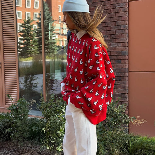 Kvindesweater med unikt andedesign og løse ærmer Stilla