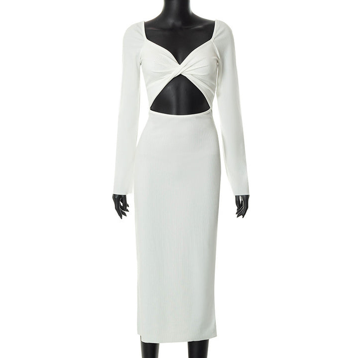 Dame Cut-Out Midi-Kjole med Knoten-Detail og figursyet Snit Stilla