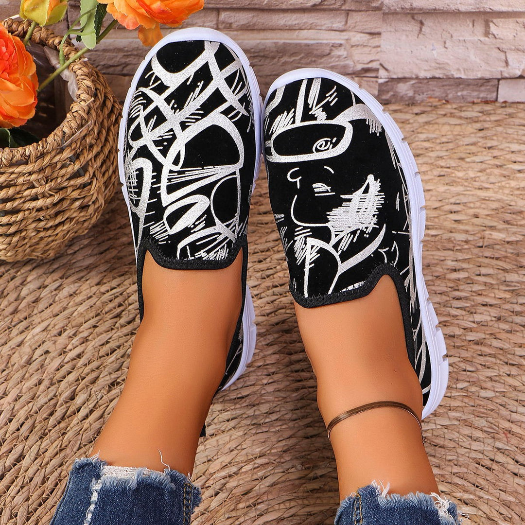 Dame Slip-On Sneakers med kunstnerisk design og skridsikker sål Stilla