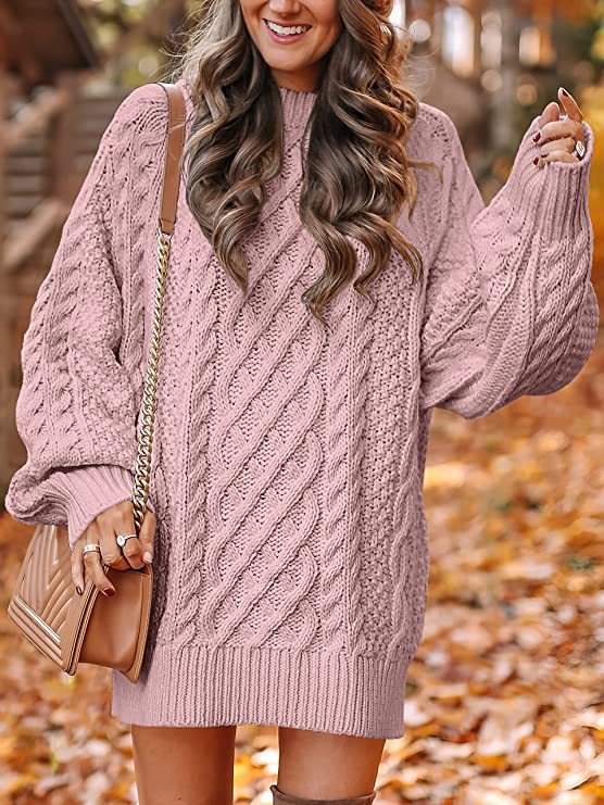 Kvinders stor strikket sweater med kabeldesign Stilla
