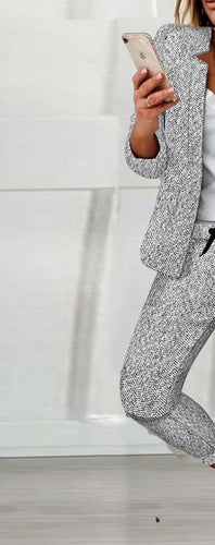 Dame Smart, struktureret blazer-outfit med elastisk talje Stilla