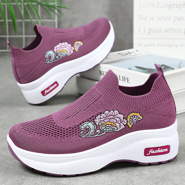 Dame Komfortable Sneakers med elastisk overdel og moderigtig broderi Stilla