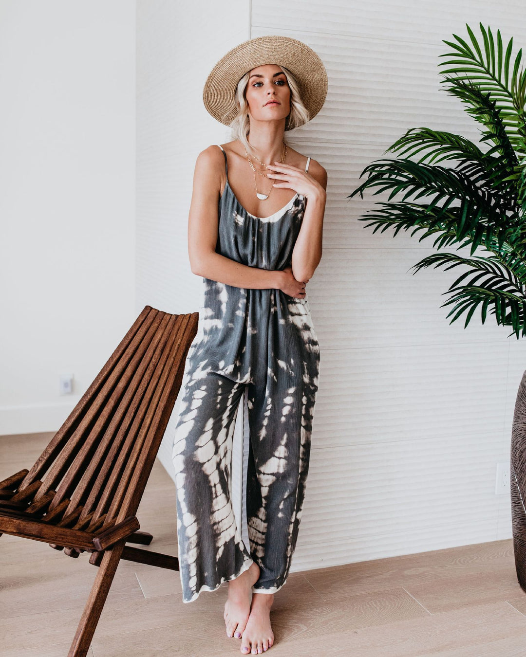 Dame Maximalt Fritids-Jumpsuit med Spaghettistropper Stilla