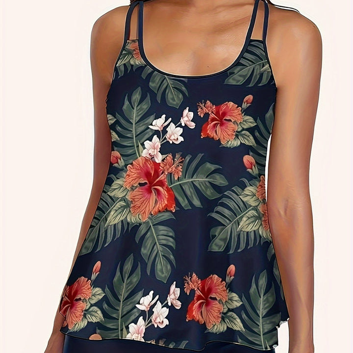 Dame Tankini med blomsterdesign og løs pasform Skovae