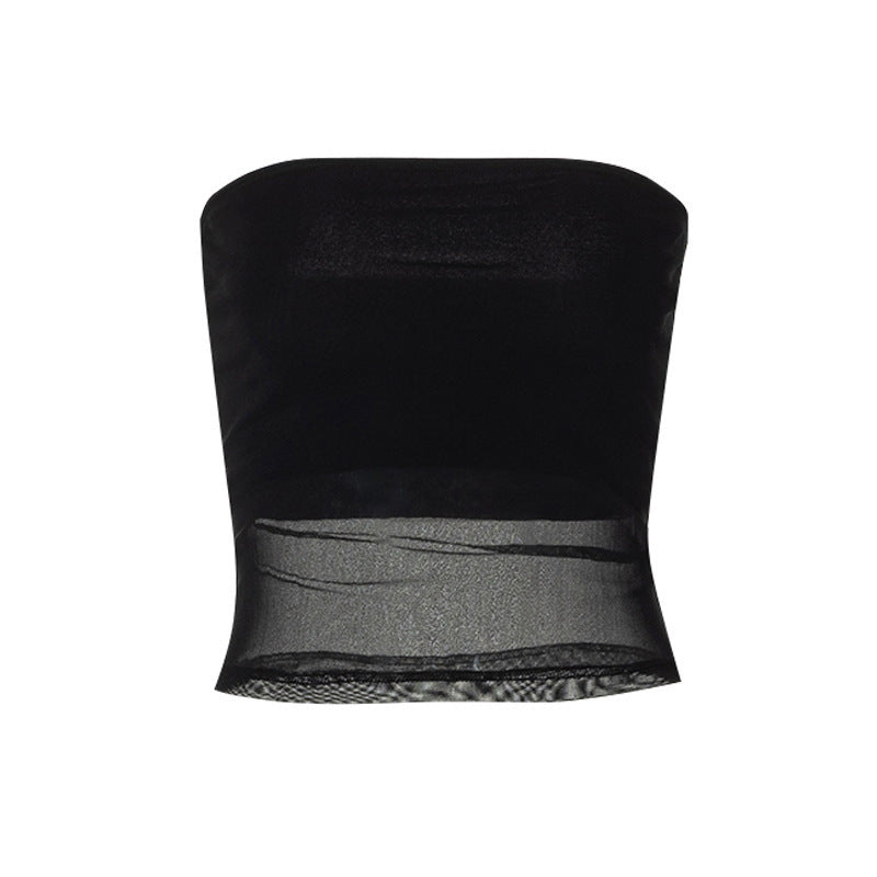 Damer bandeau Top i gennemsigtigt design med elastisk materiale Skovae