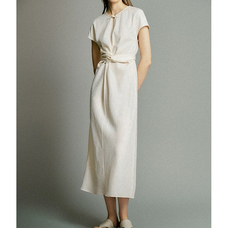 Dame elegant wrap top med dekorativ knude og struktureret stof Stilla