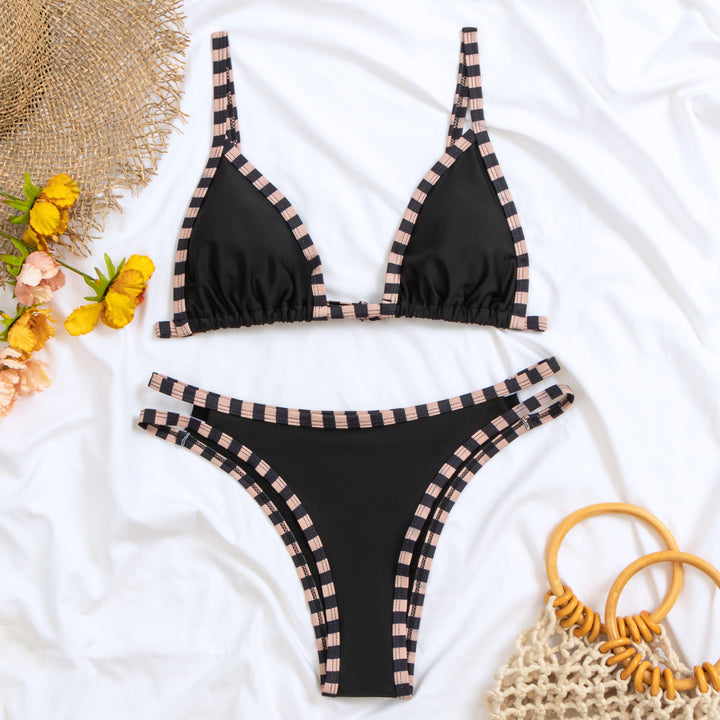 Dame Triangel-Bikini-Sæt med attraktivt ribdesign Skovae