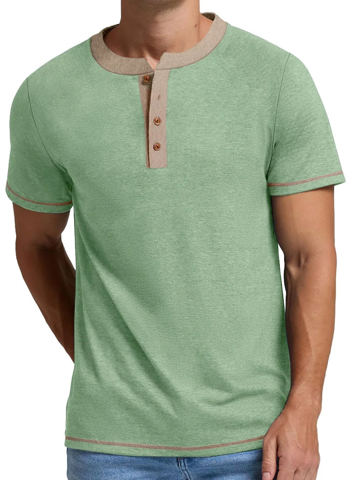 Herre Casual Kortærmet Henley T-Shirt Stilla