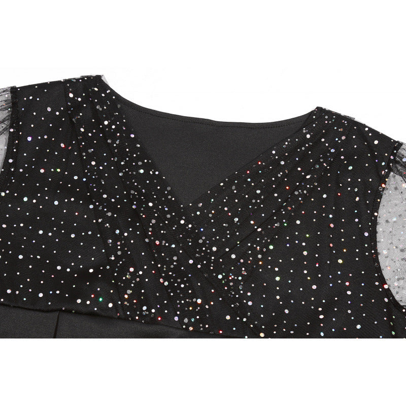 Dame Elegant A-linje-kjole med transparente funktionsærmer Stilla