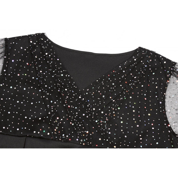 Dame Elegant A-linje-kjole med transparente funktionsærmer Stilla