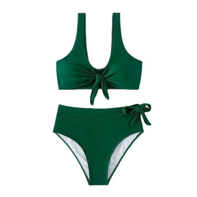 Dame Højtaljet Bikini-Sæt med legende Knude-design Skovae