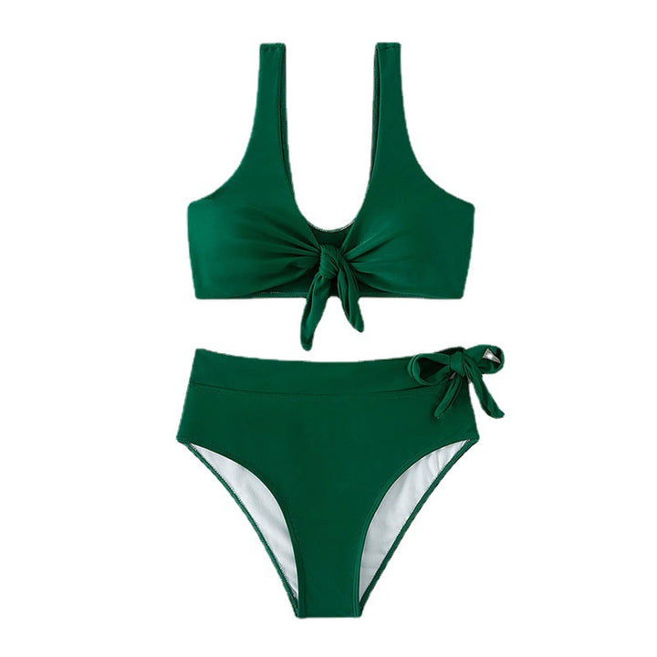 Dame Højtaljet Bikini-Sæt med legende Knude-design Skovae