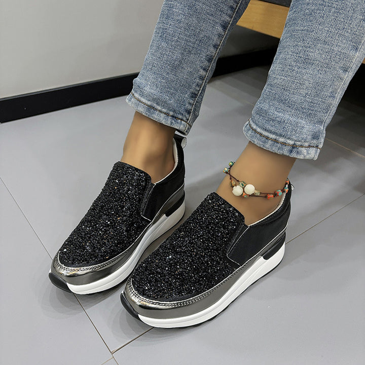 Dame Slip-On Sneakers med glitrende glimmerdesign og komfortabel sål Stilla