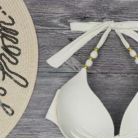 Dame Triangel-Bikini med legende bindedesign og elegant mønster Skovae