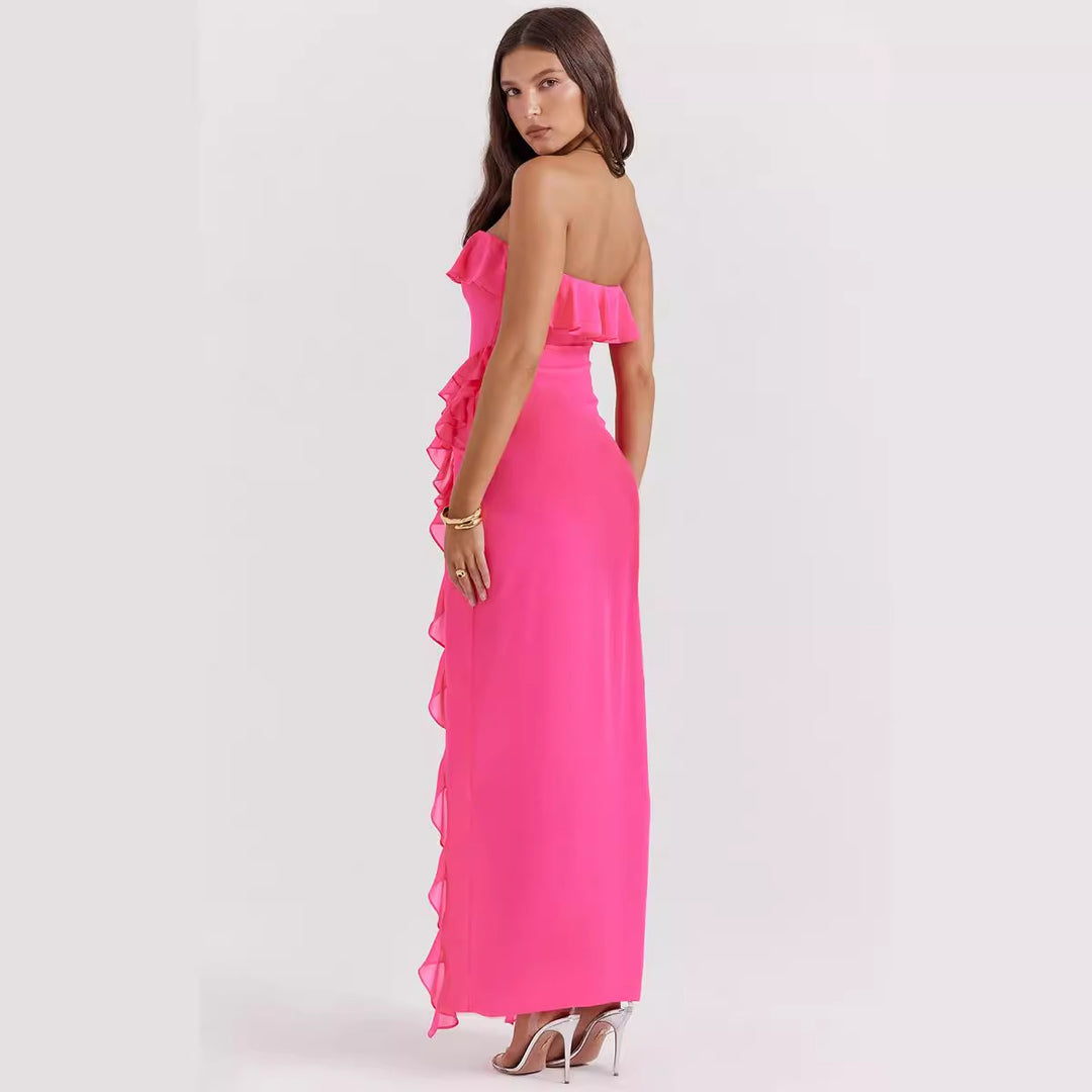 Kvinders Off-Shoulder Maxi Kjole med Volanger og Slids Stilla