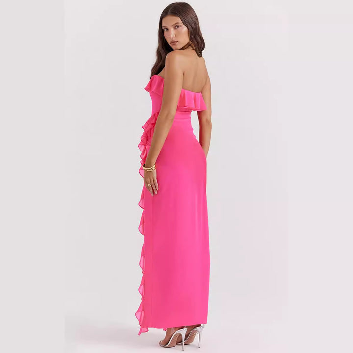 Kvinders Off-Shoulder Maxi Kjole med Volanger og Slids Stilla