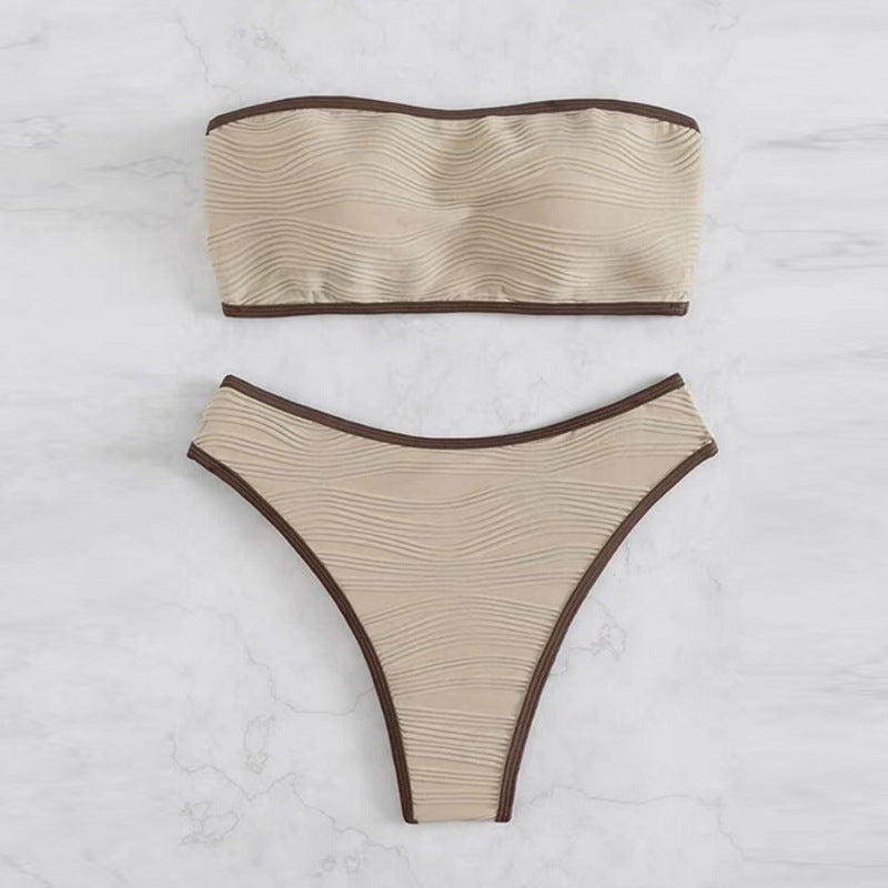 Dame bandeau-bikini-sæt med struktureret design Skovae