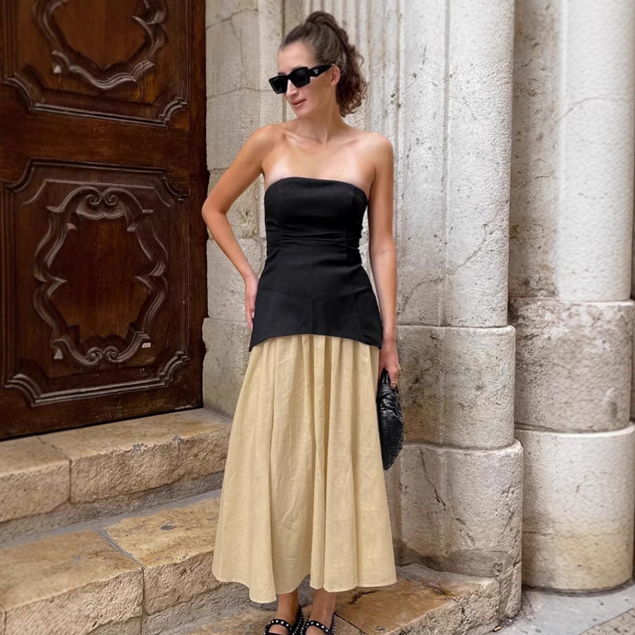 Dame Bustier-top og Maxiskirt sæt med elegant design Stilla