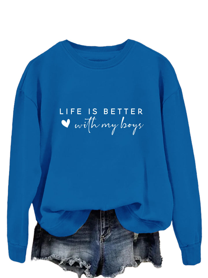 Kvinders hyggelige crew neck sweater med inspirerende print Stilla