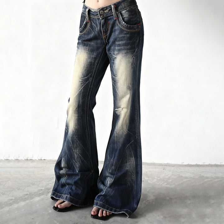 Dame Flared Jeans med moderne Used-Look Skovae