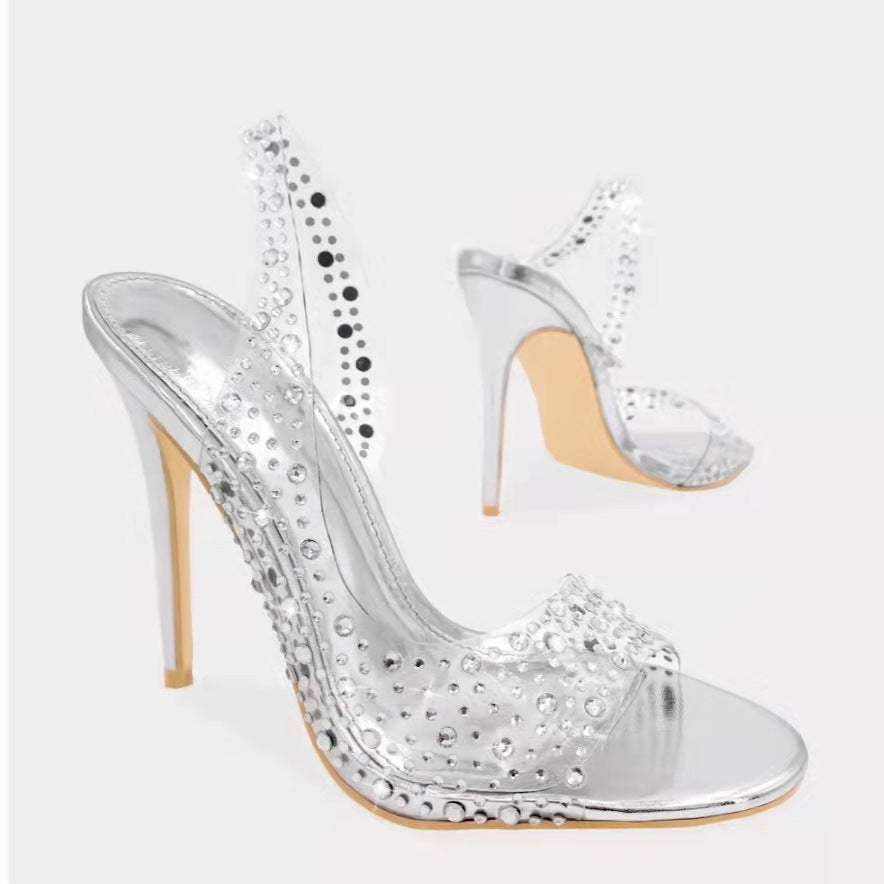 Dame Glamourøse Højhælede Sandaler med funklerende Rhinsten Stilla