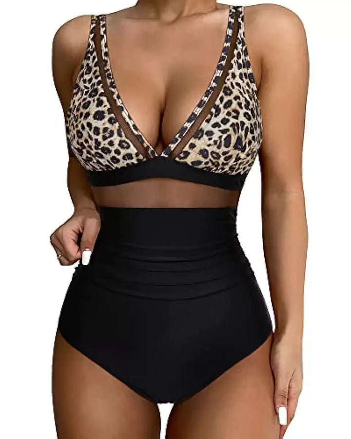 Dame højtaljede bikinier med mesh-detaljer og dyb udskæring Stilla