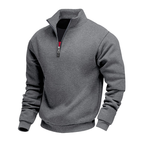 Herrer fleece-pullover med halvmolten lynlås og elastiske manchetter Stilla