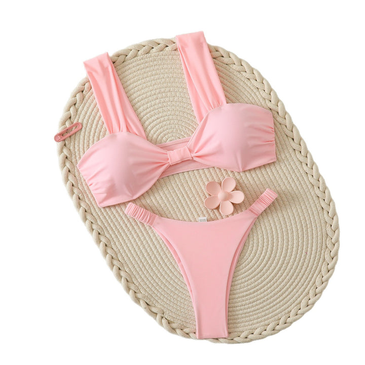Dame Bandeau-Bikini med brede stropper og voluminøst design Skovae