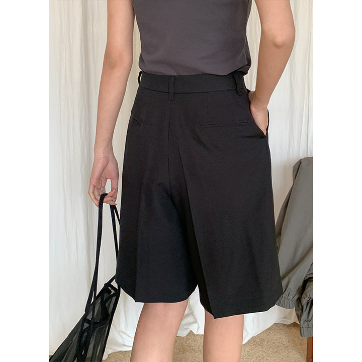 Dame elegante shorts med høj talje og moderne folder Stilla