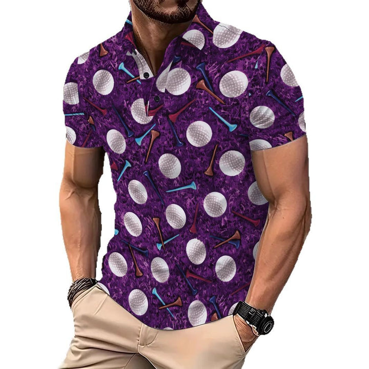 Herrer Poloshirt med kreativ golf-tryk og åndbare egenskaber Stilla