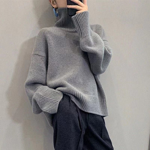 Kvinders oversized højhalset sweater med blødt strik Stilla