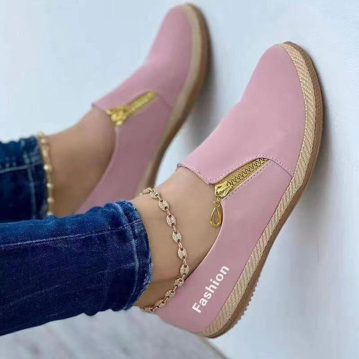 Dame Mode Slip-On Sneakers med dekorativ lynlås og behageligt fodseng Stilla
