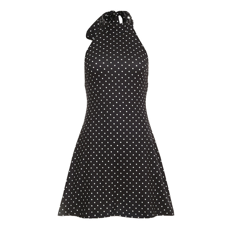 Dame Halterneck Kjole med Polka-Dots Skovae