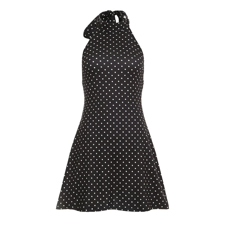 Dame Halterneck Kjole med Polka-Dots Skovae