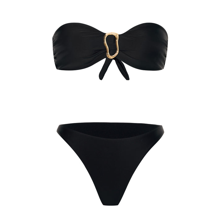 Dame Bandeau-bikini-sæt med dekorativ guld lukning Stilla