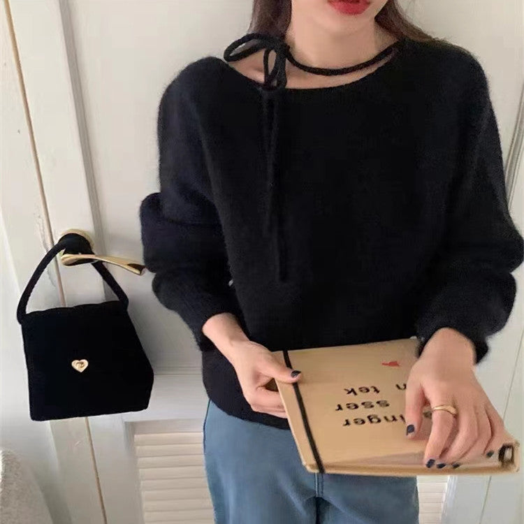 Damernes afslappede sweater med dekorativ krave og blødt materiale Stilla