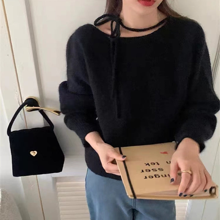 Damernes afslappede sweater med dekorativ krave og blødt materiale Stilla