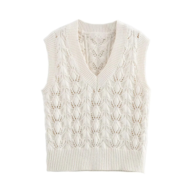 Femme Strik Spids Ærmeløs Sweatshirt Stilla