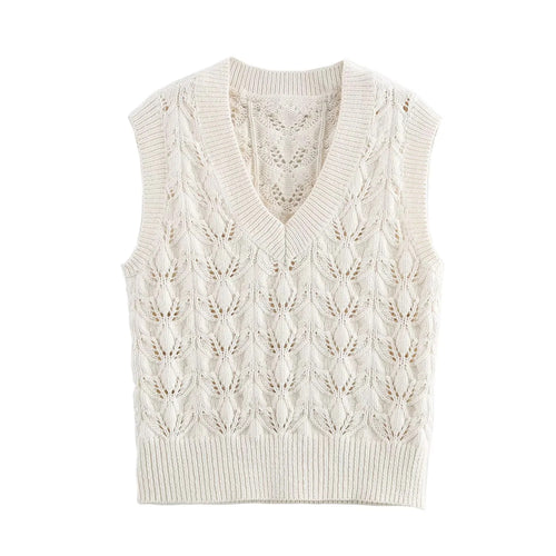 Femme Strik Spids Ærmeløs Sweatshirt Stilla
