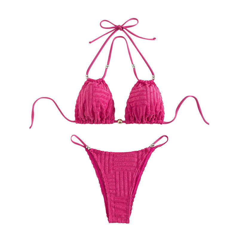 Dame trekant bikini med struktureret overflade og justerbare stropper Skovae