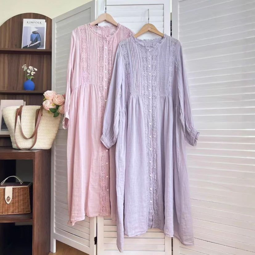 Femme Boho Maxi Kjole med kompliceret blonde Detalje Stilla