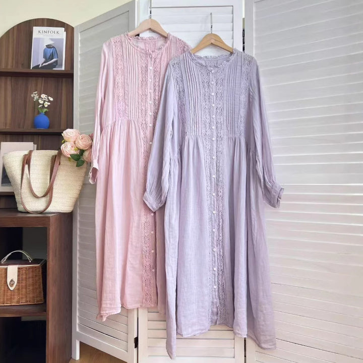 Femme Boho Maxi Kjole med kompliceret blonde Detalje Stilla