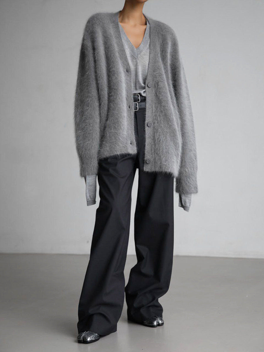 Damer hyggelig cardigan med voluminøse ærmer og elegante knapdetaljer Stilla