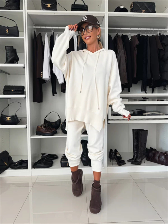 Kvinders sporty loungewear sæt med hættejakke og løs pasform Skovae