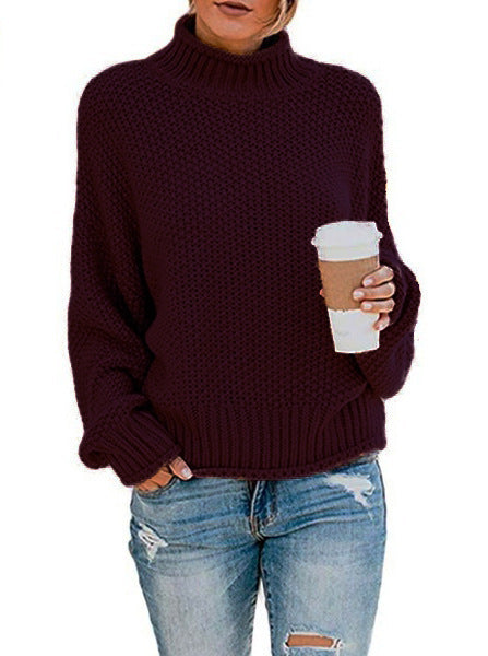 Dame hyggelig rullekrave sweater lavet af struktureret uld Stilla