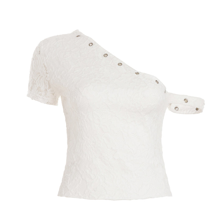 Dame elegant spids top med asymmetrisk udskæring Skovae