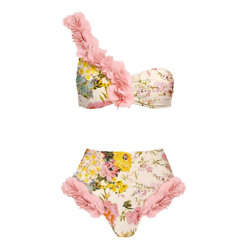 Dame badedragt med blomsterdesign og smart draperet bukser Skovae
