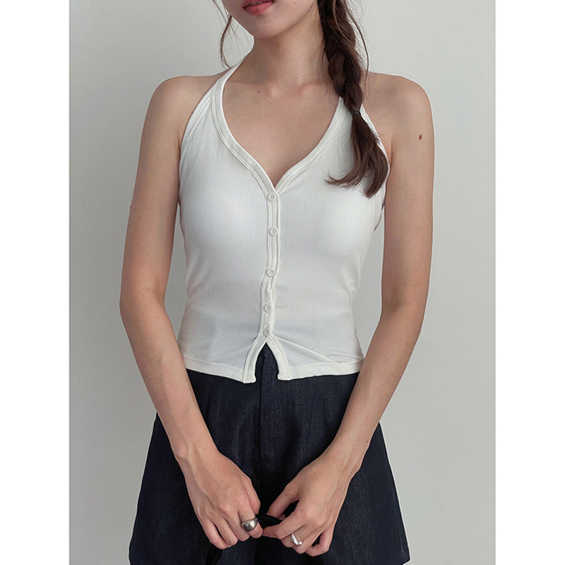 Dame ærmeløs Button-Up Top i afslappet stil Stilla