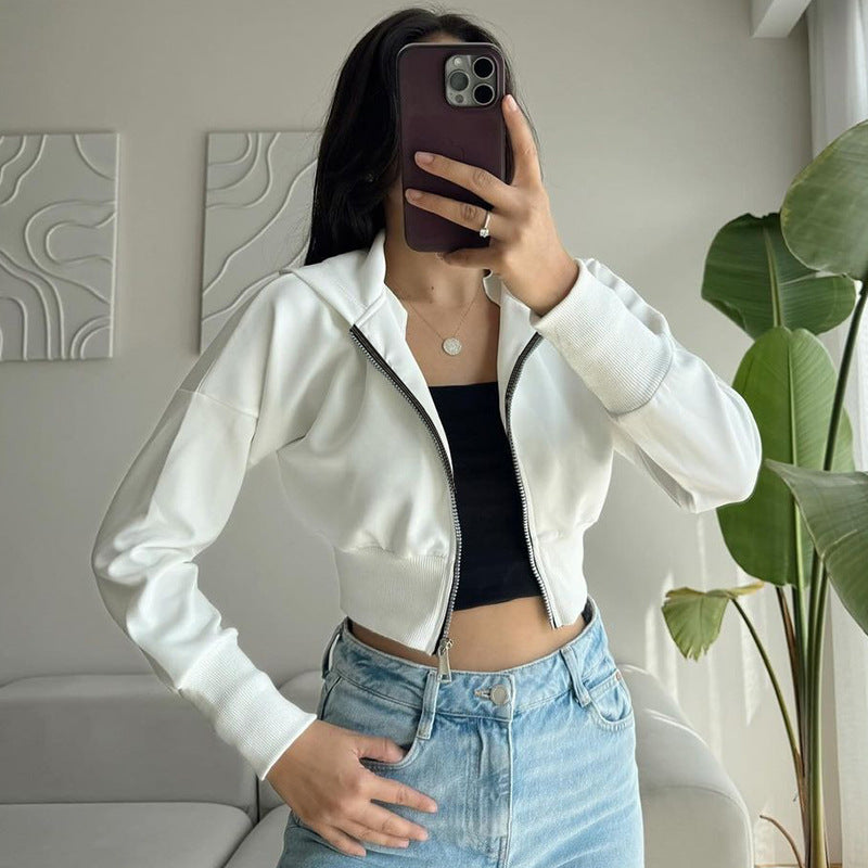 Dame Crop Hoodie med moderne lynlås og afslappet snit Stilla